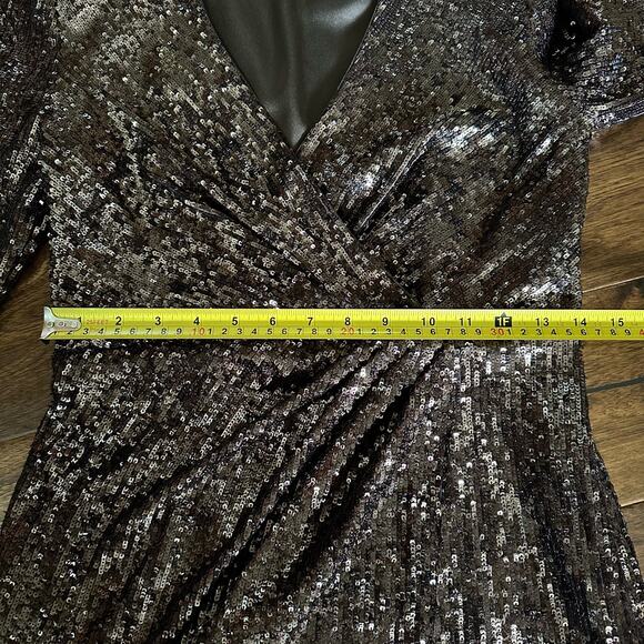 Jonathan Simkhai Monty wrap effect sequin mini dress size 6 brown - Picture 14 of 16